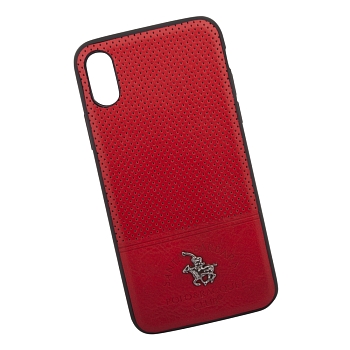 Защитная крышка для Apple iPhone X "POLO&RACQUET CLUB", красная (коробка)