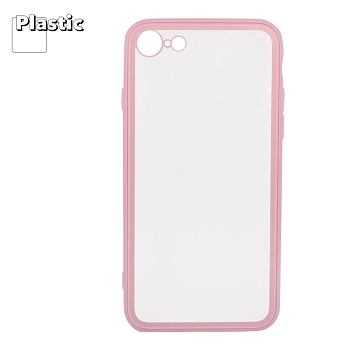 Защитная крышка "LP" для Apple iPhone 7, 8 "Glass Case" с розовой рамкой, прозрачное стекло (коробка)