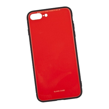 Защитная крышка "LP" для Apple iPhone 7 Plus, 8 Plus "Glass Case", красное стекло (коробка)