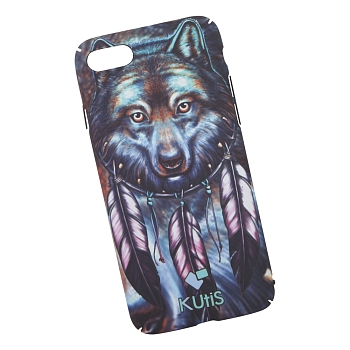 Защитная крышка для Apple iPhone 8, 7 "KUtiS" Animals OK-6 Волк (синяя)
