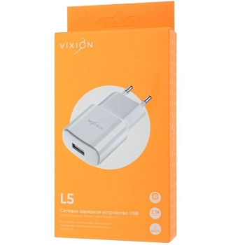 Сетевое зарядное устройство Vixion L5 (1-USB/2.1A), белый