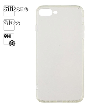 Защитная крышка "LP" для Apple iPhone 7 Plus, 8 Plus "Glass Case" с прозр. рамкой, прозр. стекло (коробка)