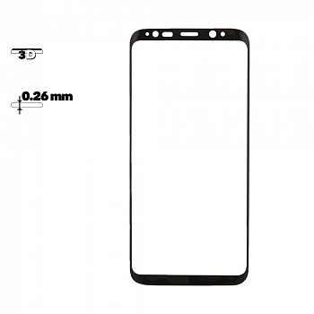 Защитное стекло HOCO для Samsung Galaxy S8, 3D, изогнутое, черная рамка, глянцевое, 0.26мм