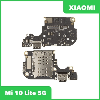 Разъем зарядки для телефона Xiaomi Mi 10 Lite 5G (M2002J9G) и разъем сим с микрофоном