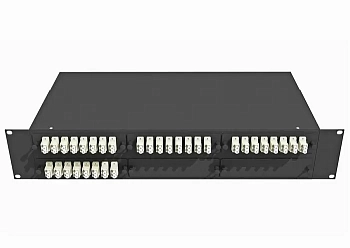 Кросс оптический стоечный 19", 64 LC/UPC адаптеров, многомодовый (50/125), 2U, черный, укомплектованный, TopLAN