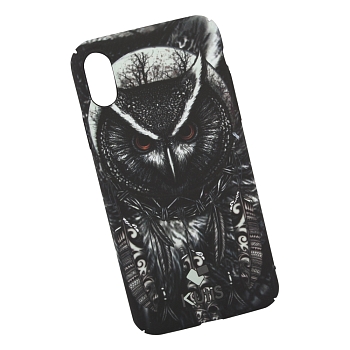 Защитная крышка для Apple iPhone X "KUtiS" Animals OK-1 Сова (черная)