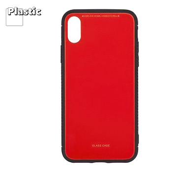 Защитная крышка "LP" для Apple iPhone X "Glass Case", красное стекло (коробка)