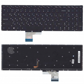 Клавиатура для ноутбука Lenovo IdeaPad Y50, Y50-70, Y50-80, черная, без рамки, с подсветкой