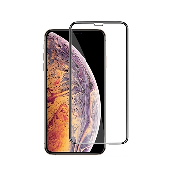 Защитное стекло для телефона iPhone XR, 11 5D, 10D, 11D (черный) тех пак