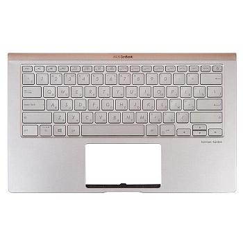 Клавиатура с топкейсом для ноутбука Asus UX433FN, серебристая, с подсветкой, с разбора