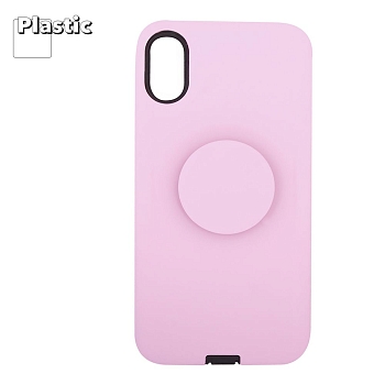 Защитная крышка "LP" для Apple iPhone X "PopSocket Case", розовая (коробка)