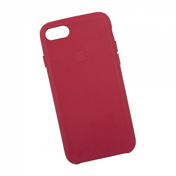Защитная крышка для iPhone SE 2, 8, 7 Leather Сase кожаная (бордовая, коробка)