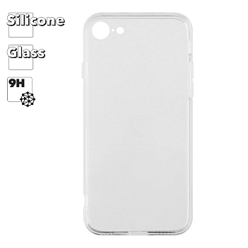 Защитная крышка "LP" для Apple iPhone 7, 8 "Glass Case" с прозрачной рамкой, прозр. стекло (коробка)