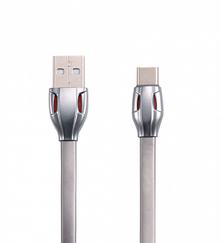 USB кабель REMAX RC-035i Laser Type-C, плоский, пластиковые разьемы, 1м, TPE (серый)