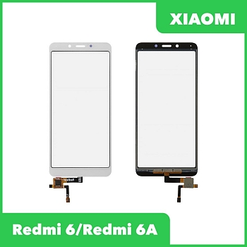Сенсорное стекло (тачскрин) для Xiaomi Redmi 6, 6A, белый