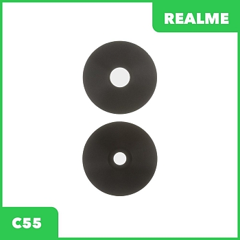 Стекло задней камеры для Realme C55 (RMX3710) (без рамки) (черный)
