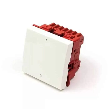 Выключатель 4-контактный, одноклавишный 45х45, белый LANMASTER, LAN-EC45x45-S14-WH