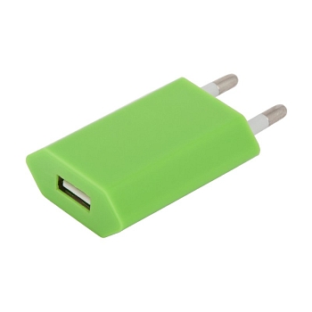 Сетевое зарядное устройство "LP" с USB выходом 1А (зеленый/европакет)
