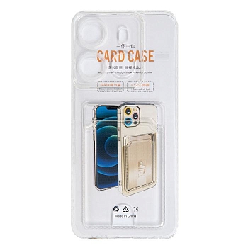 Чехол Card case для Tecno Spark Go (2023), Pop 7 Pro, INFINIX SMART 7 прозрачный силикон с отделением для пластиковых карт, техпак