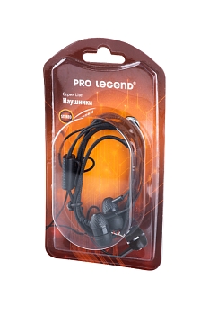 Наушники Pro Legend Sound PL5025 с микрофоном вставные (затычки), закрытые, 1м. разъем 3.5мм, черные, BL1