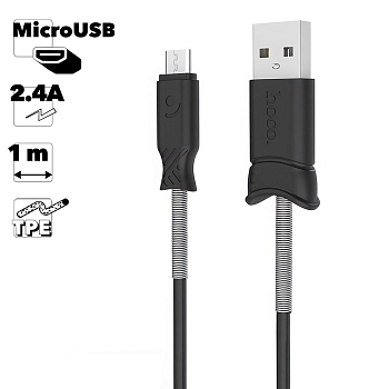 USB кабель Hoco X24 Piscec Charging Cable Micro, 1 метр, черный