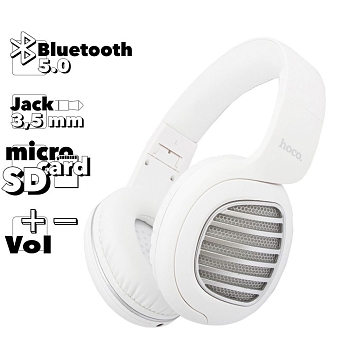 Bluetooth гарнитура Hoco W23 Brilliant Sound Wireless Headphones накладная серео, белая