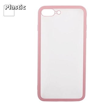 Защитная крышка "LP" для Apple iPhone 7 Plus, 8 Plus "Glass Case" с розовой рамкой, прозр. стекло (коробка)