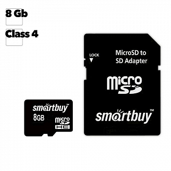 Карта памяти SmartBuy MicroSD 8GB (с адаптером SD)