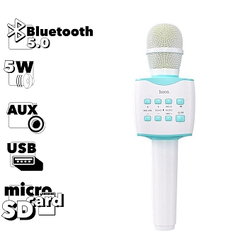Bluetooth караоке микрофон Hoco BK5 Cantando BT 5.0, microSD/USB, синий