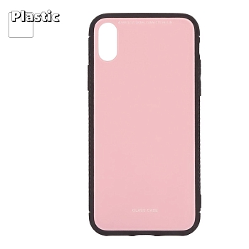 Защитная крышка "LP" для Apple iPhone X "Glass Case", розовое стекло (коробка)