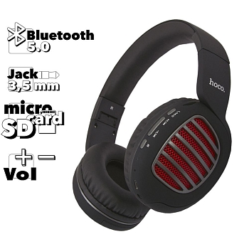 Bluetooth гарнитура Hoco W23 Brilliant Sound Wireless Headphones накладная серео, черная