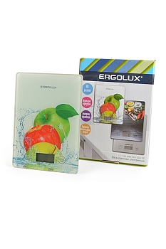 Весы кухонные ERGOLUX ELX-SK02-С01 платформа 5 кг, белый, фрукты