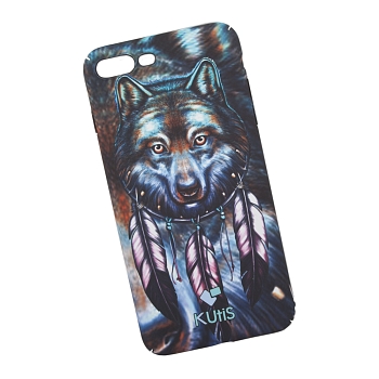 Защитная крышка для Apple iPhone 8 Plus, 7 Plus "KUtiS" Animals OK-6 Волк (синяя)
