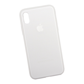 Защитная крышка для Apple iPhone X с металлическим яблоком, серебристая (европакет)