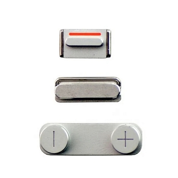 Комплект кнопок для iPhone 5S (ON-OFF/громкости/режимов звонка) серебро