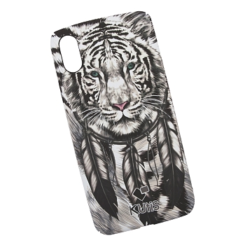 Защитная крышка для Apple iPhone X "KUtiS" Animals OK-4 Тигр (белая)