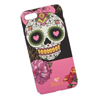 Защитная крышка для Apple iPhone 8, 7 "KUtiS" Skull BK-8 Los Muertos Chica (черная с розовым)