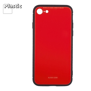Защитная крышка "LP" для Apple iPhone 7, 8 "Glass Case", красное стекло (коробка)