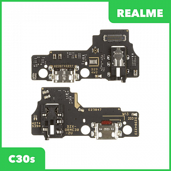 Системный разъем (разъем зарядки) для Realme C30s, микрофон