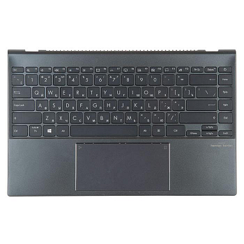 Клавиатура с топкейсом для ноутбука Asus UX425JA, NB2552 с топкейсом, серая с черными кнопками, с разбора