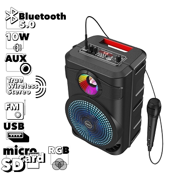 Bluetooth колонка Hoco BS46 Mature BT 5.0, 20W, AUX/microSD/USB, микрофон, черный