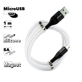 USB Дата-кабель Earldom EC-097M MicroUSB 5A Charging Magnetic Cable, 1 метр, черный