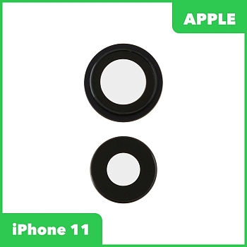 Стекло камеры + рамка для Apple iPhone 11 (комплект 2 шт.), черный