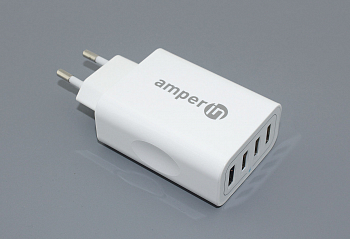 Блок питания (сетевой адаптер) Amperin 4-port USB*5V 2.4A (YDS-TC028-4-0-0) white