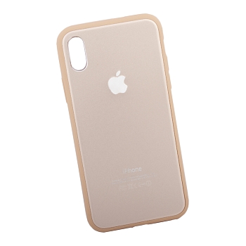 Защитная крышка для Apple iPhone X с металлическим яблоком, золотая (европакет)