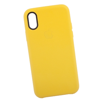 Защитная крышка для Apple iPhone X кожа, желтая (коробка)