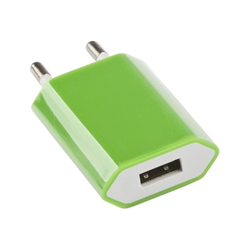 Сетевое зарядное устройство "LP" с USB выходом 1А (зеленый, коробка)