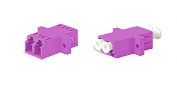 FA-P11Z-DLC/DLC-N/WH-MG Оптический проходной адаптер LC-LC, MM (OM4), duplex, корпус пластиковый, пурпурный (magenta), белые колпачки Hyperline