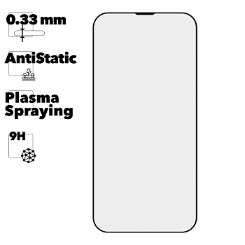 Защитное стекло Mr.cat для телефона iPhone 13 Pro Max Anti-Static, Plasma Spraying черное (ударопрочное)