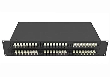 Кросс оптический стоечный 19", 48 SC/UPC адаптеров, многомодовый (50/125), 2U, черный, укомплектованный, TopLAN
